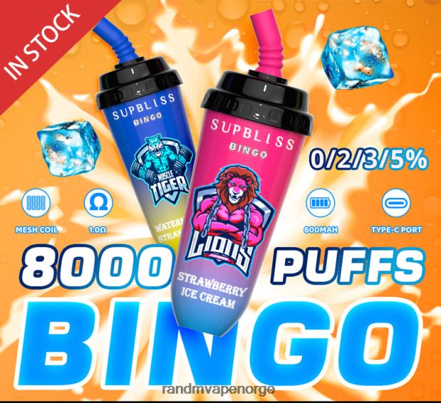 jordbær iskrem RandM Supbliss Bingo 8000 vape pod enhet 1 stk 4L8N2H256 - RandM shop vape