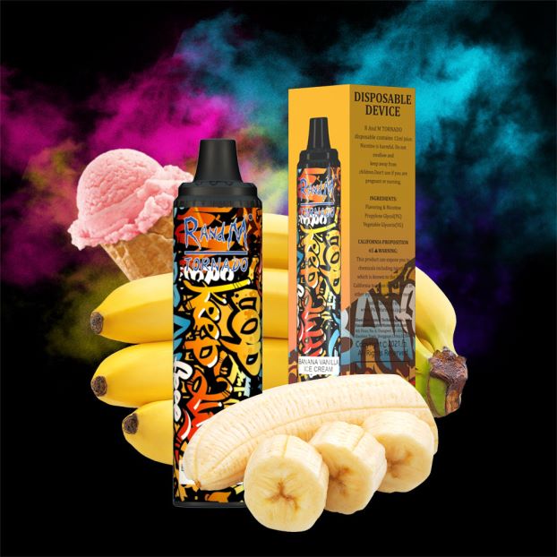 banan vaniljeis RandM Tornado 6000 luftstrømkontroll vape pod enhet 1 stk 4L8N2H297 - RandM shop rabattkode