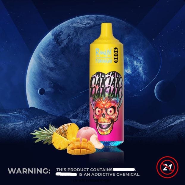 ferskenaktig mango ananas RandM Tornado 9000 vape pod-enhet 1 stk versjon 1 4L8N2H133 - RandM vape Norge