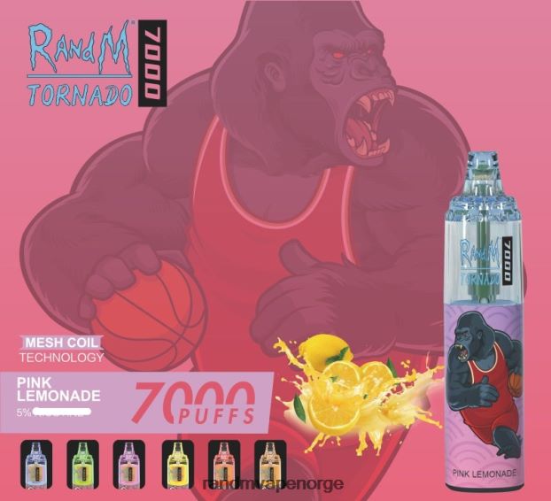 rosa limonade RandM Tornado 7000 luftstrømkontroll vape enhet 1 stk 4L8N2H174 - RandM vape price