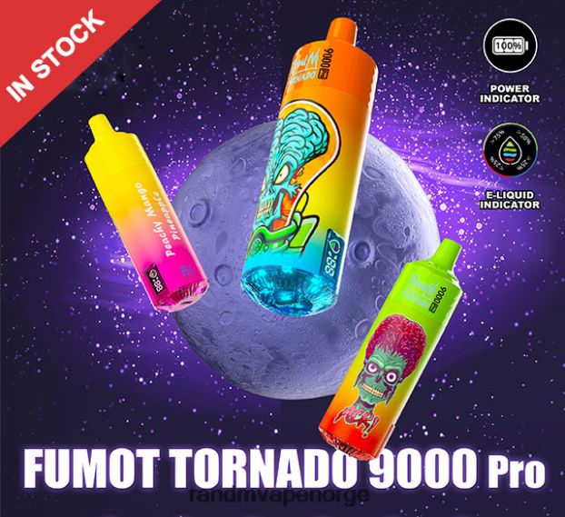 aloe drue Fumot RandM Tornado 9000 pro vape-enhet med batteri og ejuice-display versjon 3 4L8N2H223 - RandM vape Norge