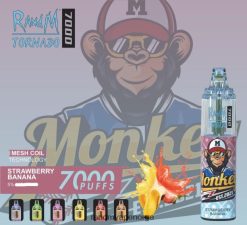 jordbær banan RandM Tornado 7000 luftstrømkontroll vape enhet 1 stk 4L8N2H182 - RandM oslo